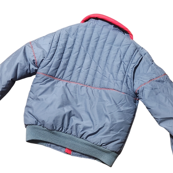 Vintage Snuggler Ski Jacket Puffer Mens Medium 40 Gray Red Quilted Zip Winter - Picture 12 of 13